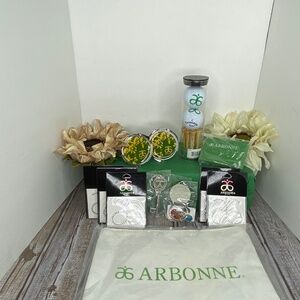 Arbonne LOT of items key rings,golf balls,pocket mirrors, headband, bag body art